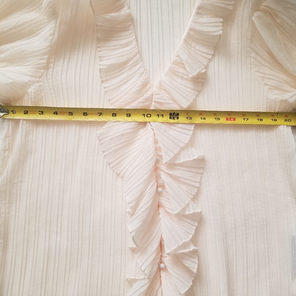 New Zara Plisse Cream Blouse - Picture 7 of 10